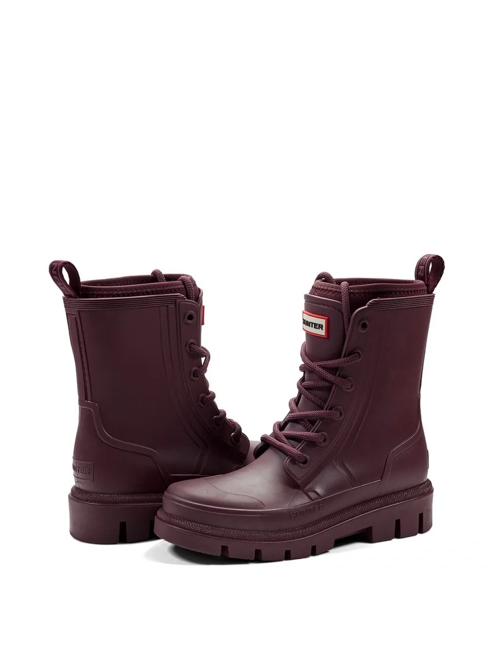 Hunter Women's Diana waterproof limited edition Burgundy Lace-Up Rain Boots 8